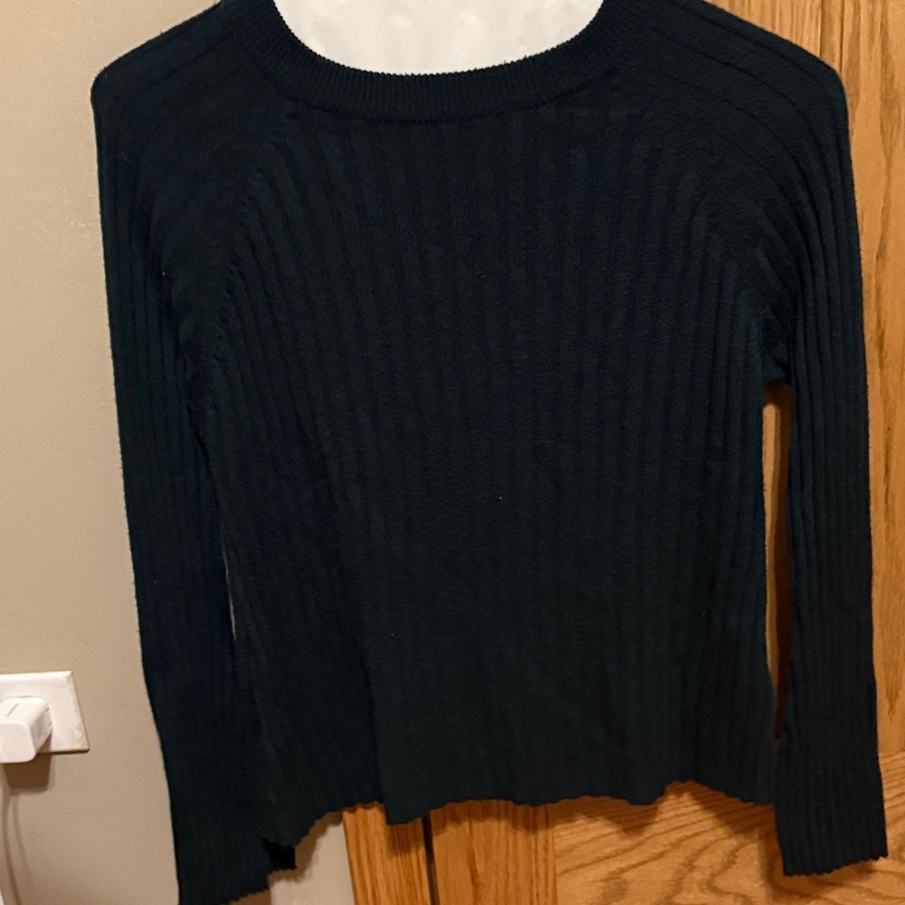 Black Ribbed Knit Sweater